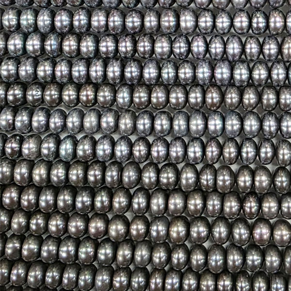 FRESHWATER PEARL RONDELLE 7-8MM GRAY